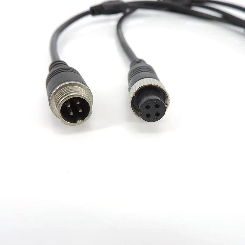 M12 4Pin Aviation Head to Aviation Head Male to 2 Female to 2 male Extension Y Splitter Cable Adapter for CCTV Camera  A7