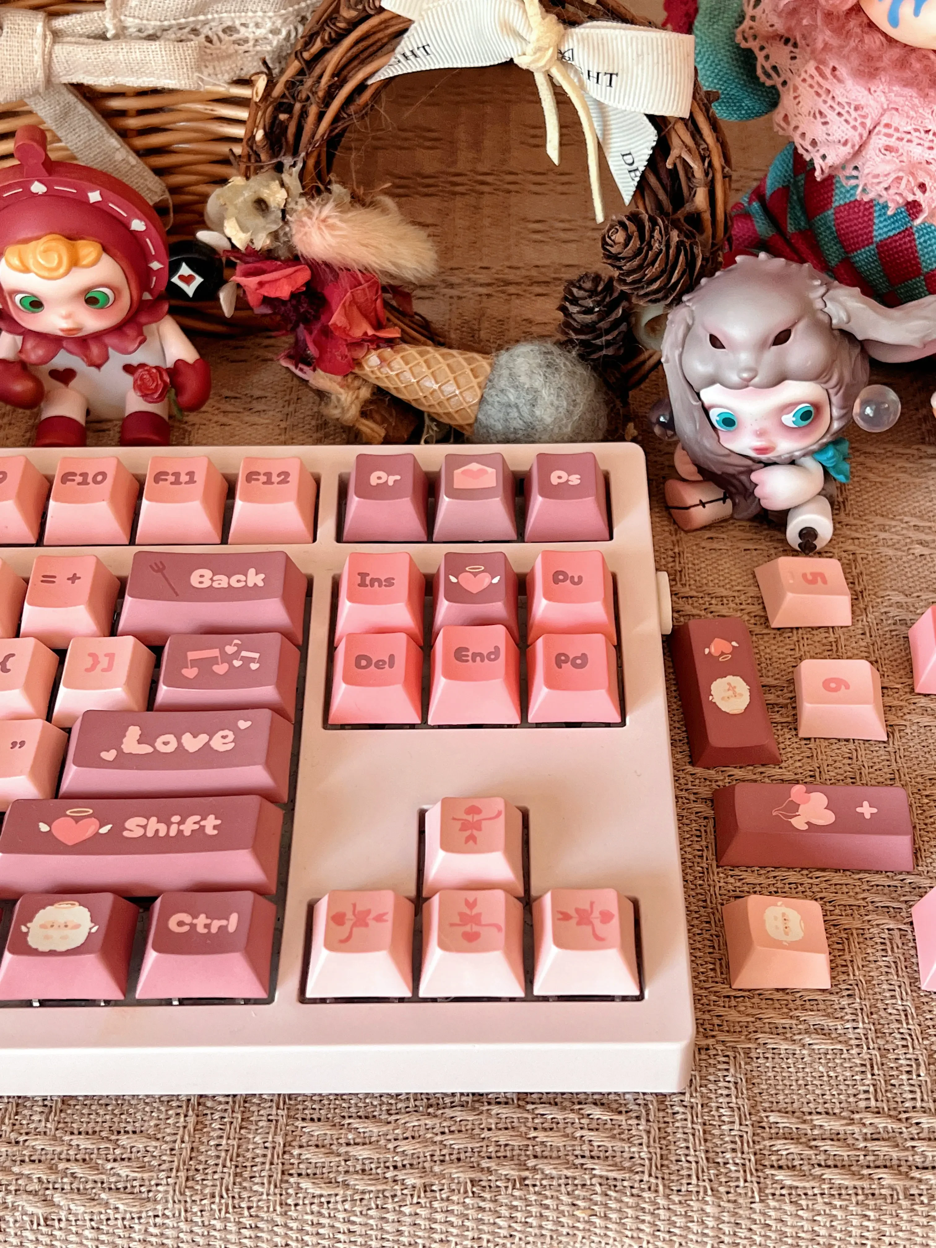 Süße kleine Lamm Keycap pbt Sublimation Kirsch profil rosa kawaii Keycaps