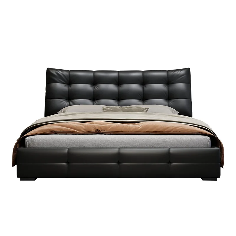

Italian minimalist scalper leather bed modern minimalist light luxury