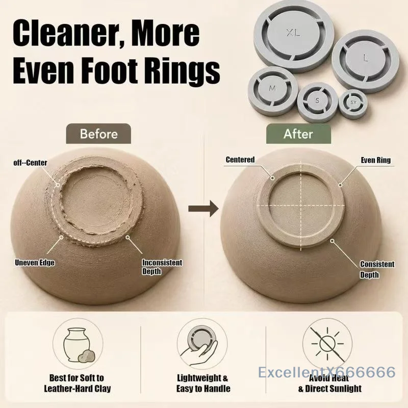 Easy Operation Pottery Foot Ring Template 5 Sizes Clay Trimming Mold for Kids Adult DIY Ceramic Craft Making Supplies