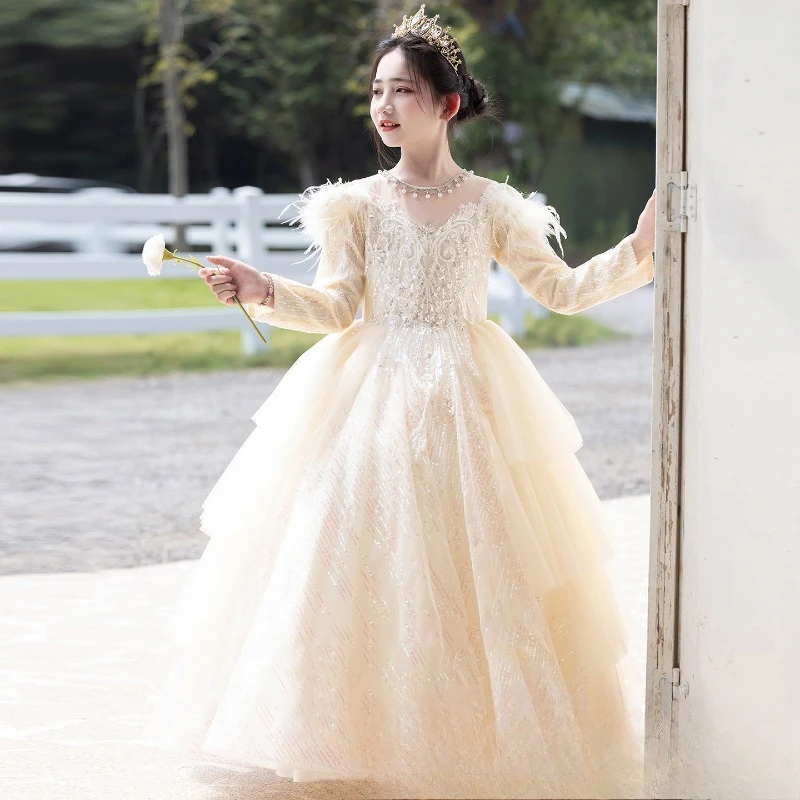 子供ドレス 高級プリンセスドレス フラワーガール ウェディングガールズ ピアノ演奏ドレス