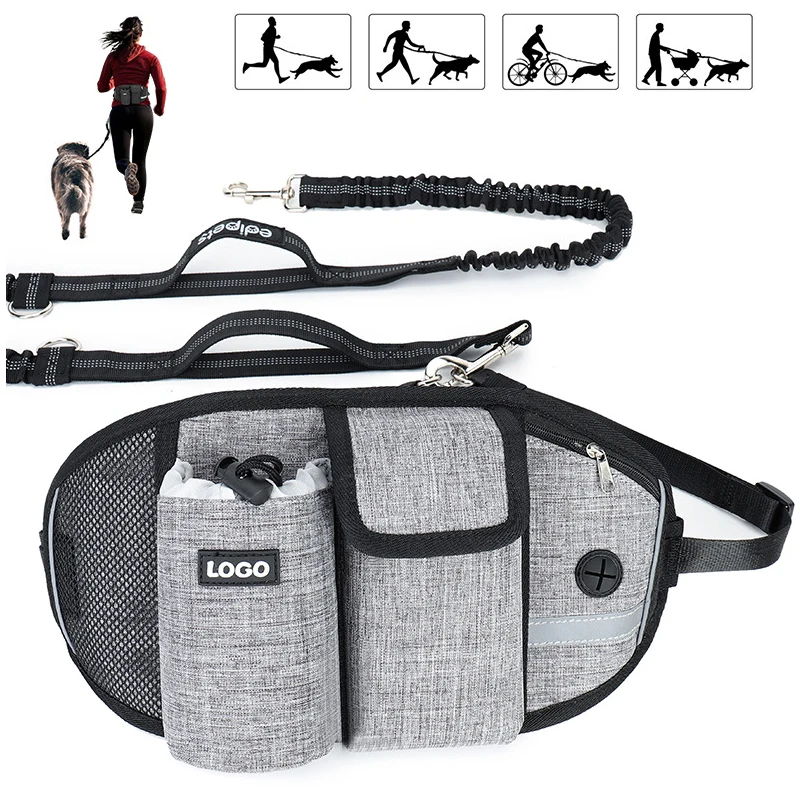 Pet Dog Training Waist Bag Sports Fanny Pack Multifunction Outdoor Running Fitness Walk Dog Leash Reflective Waterproof Nylon