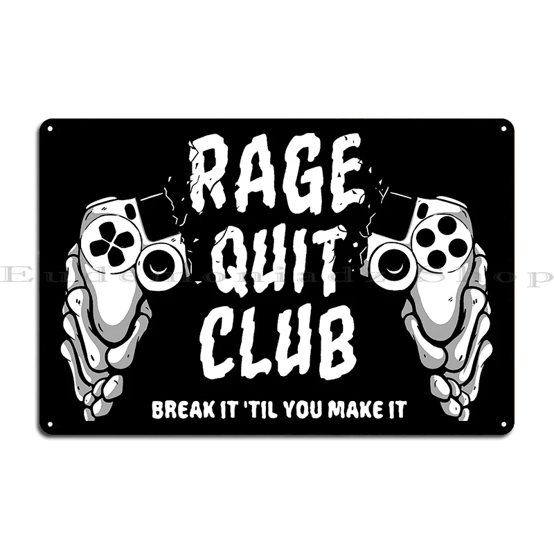 Warning May Rage Quit Gamer Zombie Hand Boys Game Room Arcade Club Playstation Metal Create Vintage Wall Plaque Tin Sign Poster