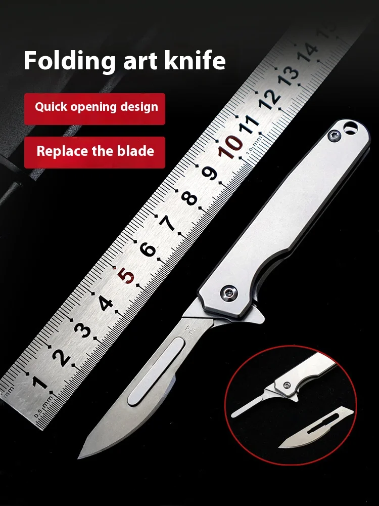 Stainless Steel Bearing Foldable Utility Knife Replacement Blade Sharp Portable Keychain EDC Mini Knife