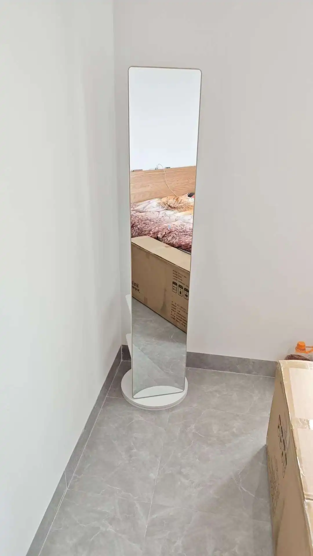 Solid Wood Swivel | 360 Rotation Full Length Standing Dressing Mirror with Storage Shelf & Hooks |  Hallway Organizer Furniture