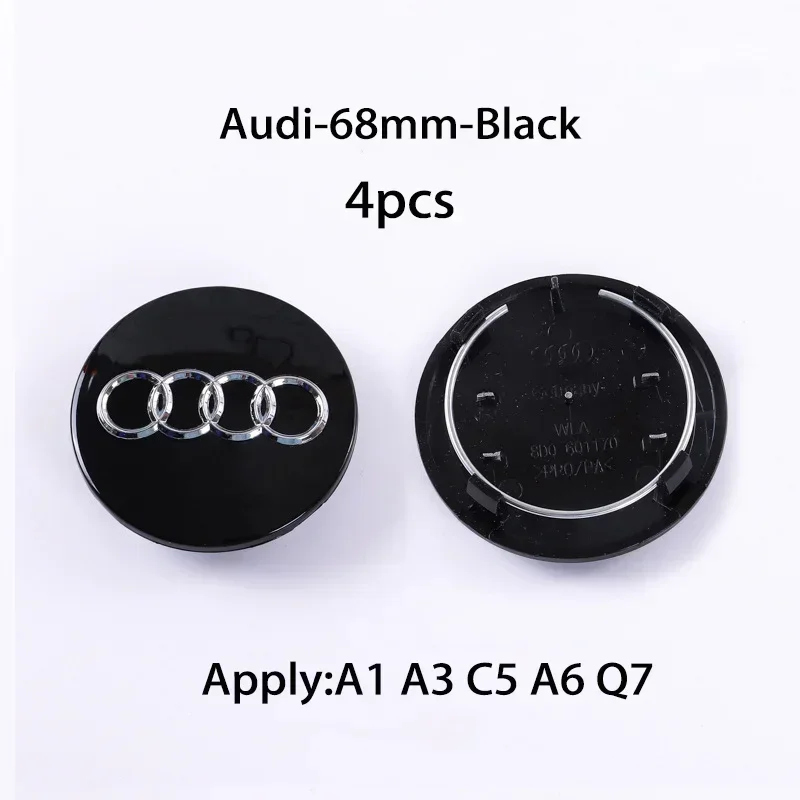 4pcs 60mm 61mm 68mm 69mm Audi Hub Caps Car Wheel Center Caps For Audi A1 A2 A3 A4 A5 A6 A7 A8 S3 S6 Q3 Q5 Q7 Accessories