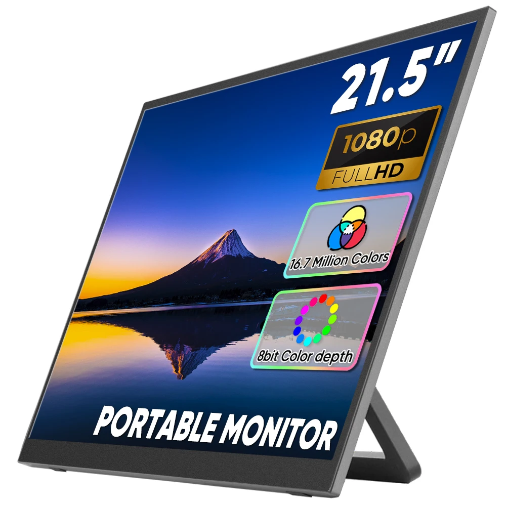 21.5-inch Full HD 1080P LED computer monitor with a 60Hz refresh rate, frameless HD 75x75mm adjustable tilt