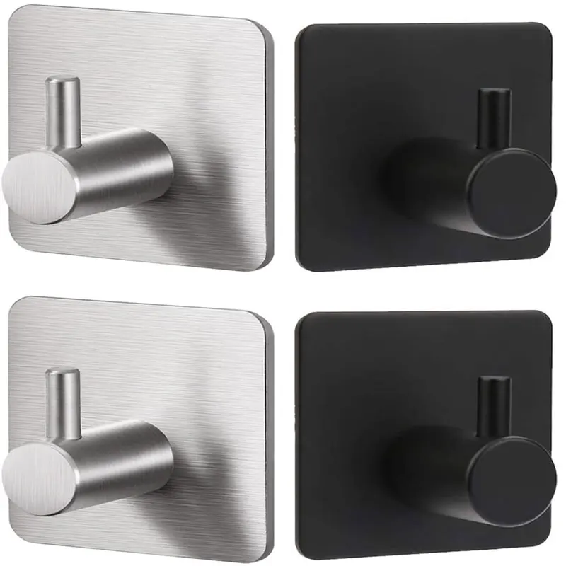 

Stainless Steel Self Adhesive Wall Hook Coat Rack Key Holder Rack Towel Hooks Kitchen Bathroom Home Storage Multi-Purpose Hooks