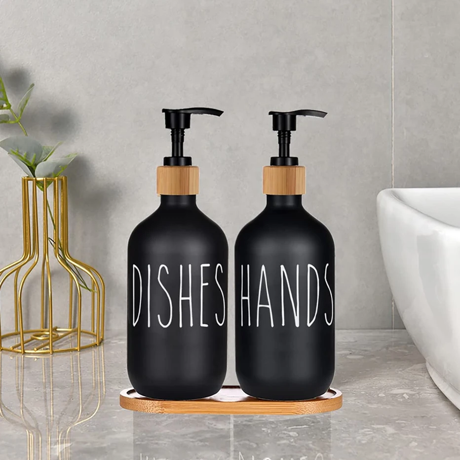 2pcs/set Soap Dispenser Hand Soap and Dish Soap Dispenser Refillable Sink Dispenser Waterproof Font Kitchen Accessories 500ML