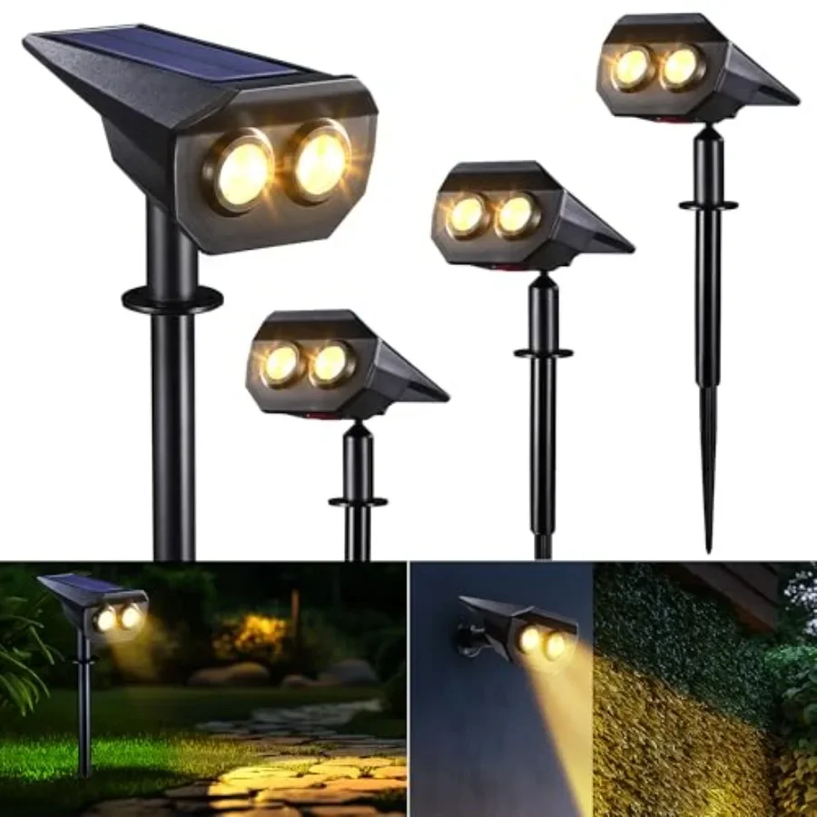 Solar Lights Outdoor Waterproof with 2 Lighting Modes for Garden Yard Landscape Illumination Solar Powered Spot Lights in Warm