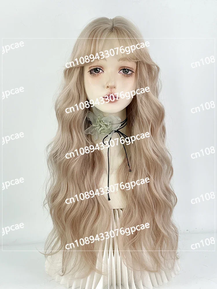 Beyaz Altın Dantel Peruk Tam Kapüşonlu Kadın Lolita Orta Bölünmüş Kanca Yün Rulo Açık Renk Çünkü Lolita Günlük