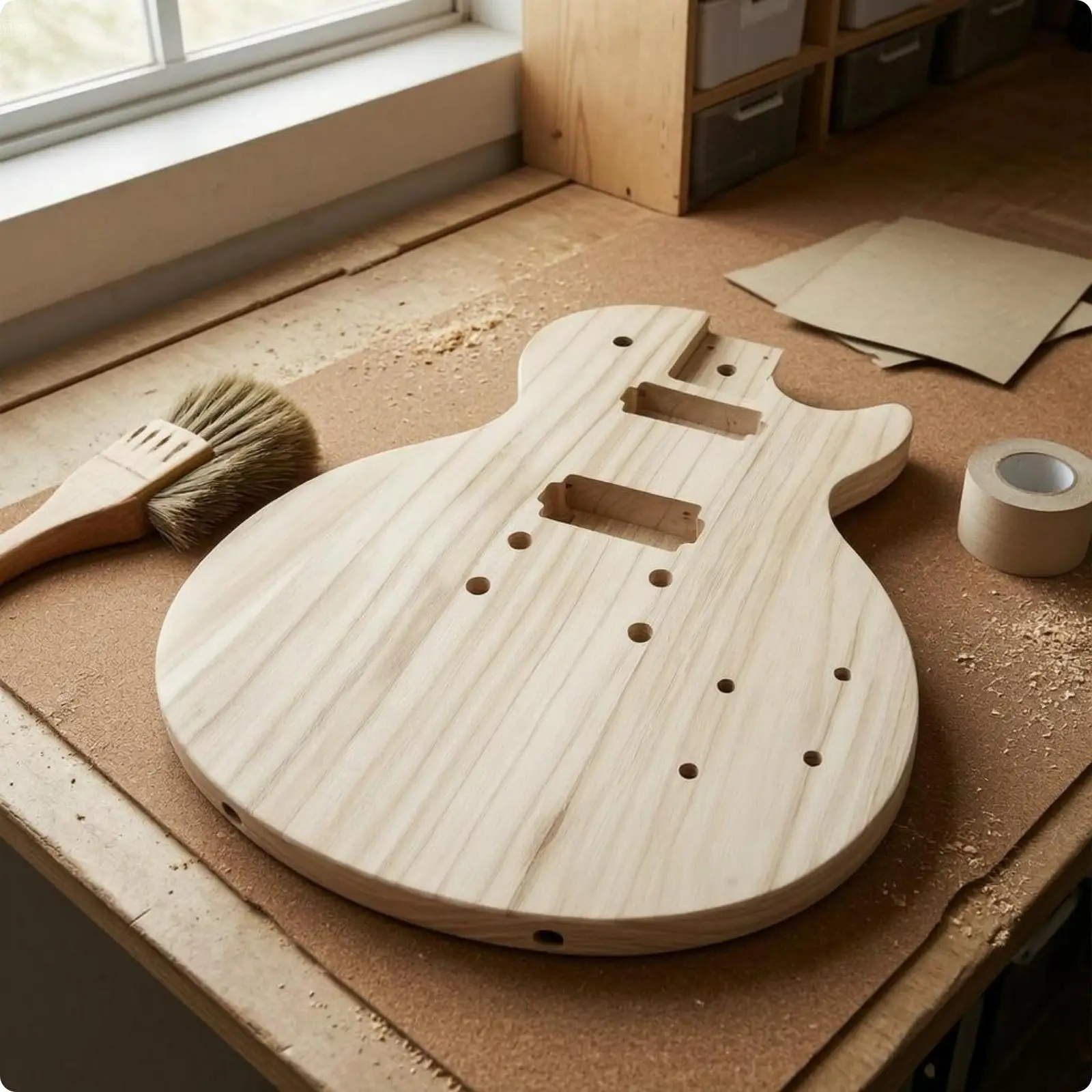 Single-cutStyle Guitar Body Blank Pre-Drilled Holes DIY Guitar Body Blank Carved Cavities for Home Workshop