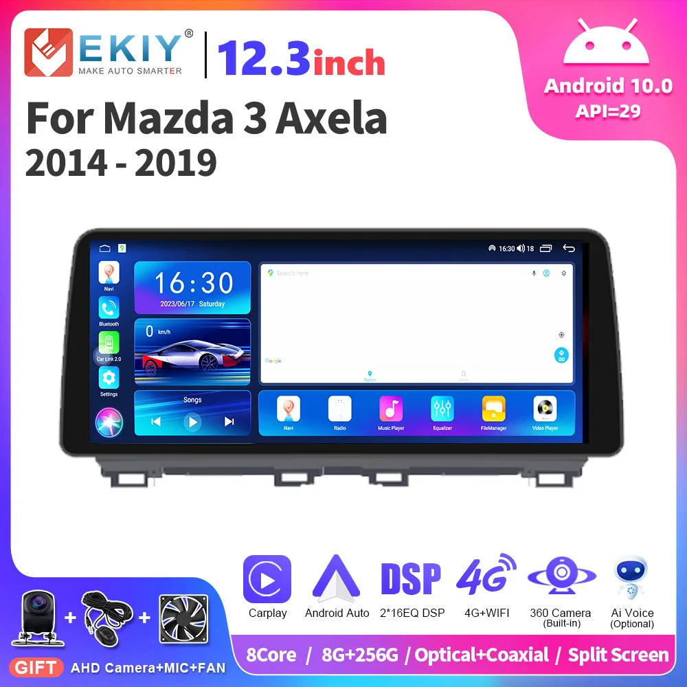 EKIY 12.3 inch Android Car Radio For Mazda 3 Mazda3 3 Axela BM 2013 - 2017 Multimedia Player Stereo Auto Carplay Stereo GPS Navi