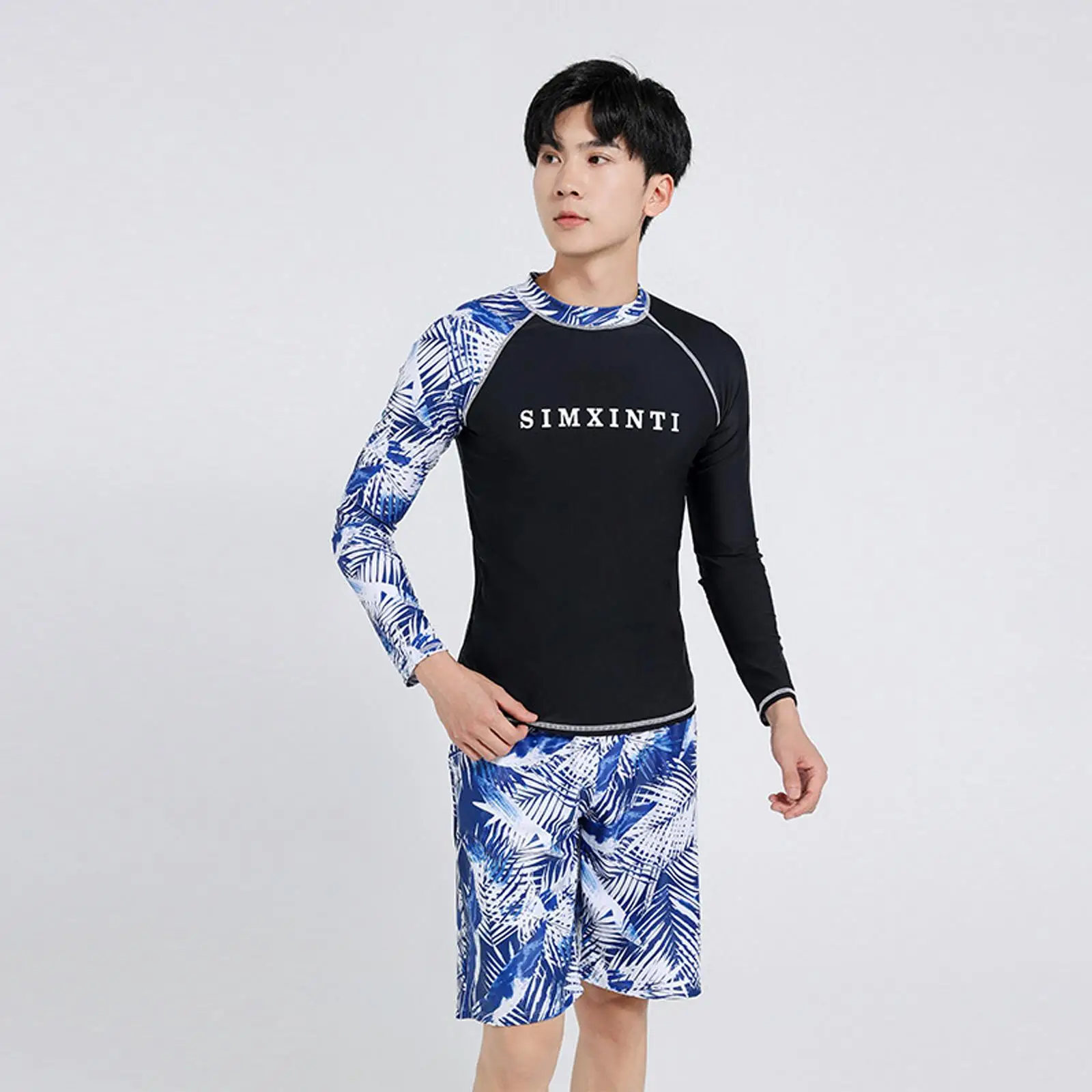 Men Long Sleeve Swimsuit Elastic with Base Layer Pants Wetsuit Full Body Swim