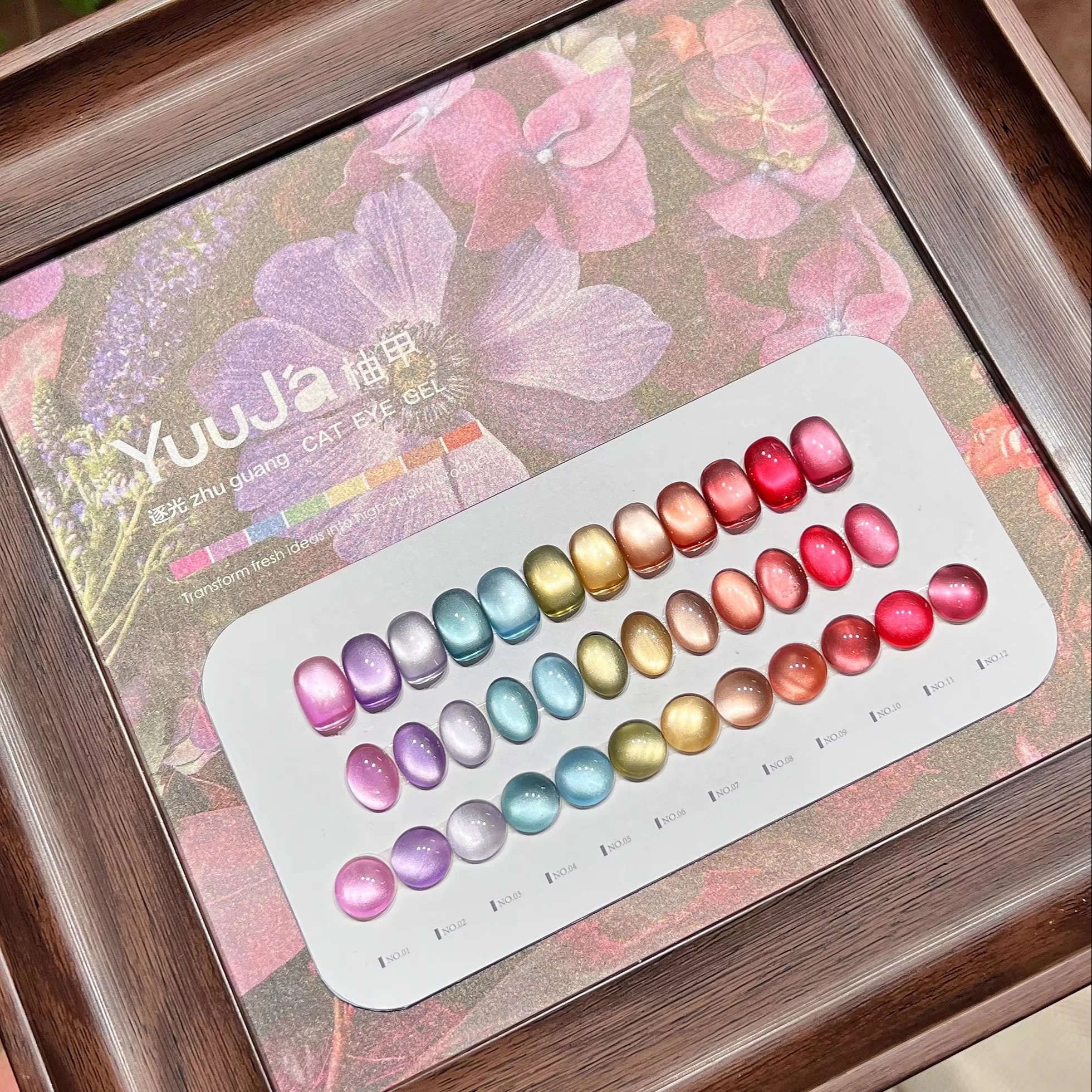 YUUJA 2026 Nouvelle Collection Tendance Kit Nail Art 12 Couleurs Effet Œil de Chat Flash Macaron Gel UV Non Toxique Vente en Gros pour Salons