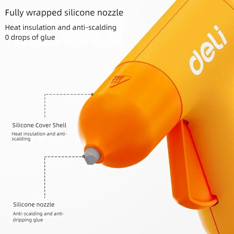 Deli-Hot Melt Glue Gun with Transparent Glue Stick, Mini Gun, Home Electric, Heat Temperature, Repair Tool, Special Stick Set