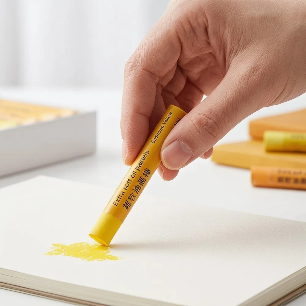 18PCS Super Soft Texture Super Soft Oil Pastels Rich Yellow Hues Oil Based Formula Yellow Series Pastel Sticks Smooth Laydown