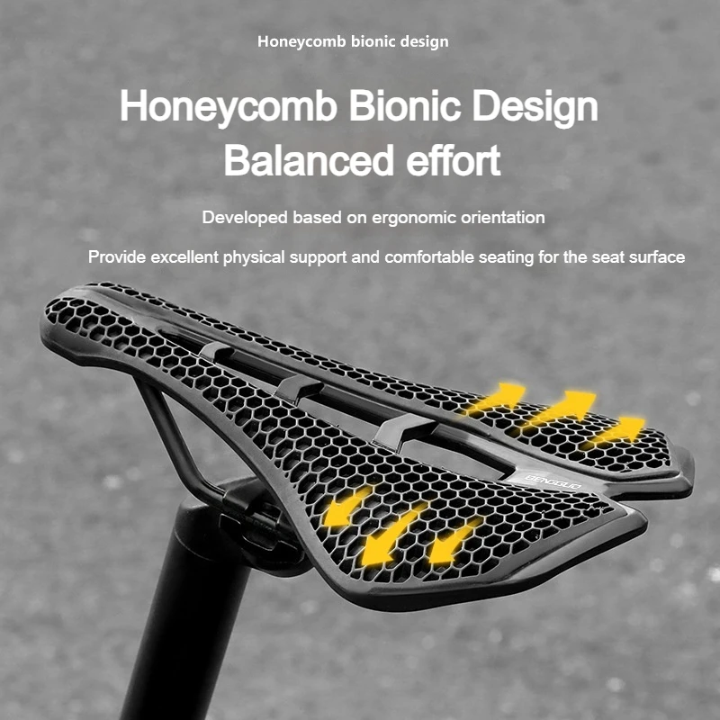 BENGGUO 3D Bionic Honeycomb Seat for MTB Road Bike  Cushion  Carbon Fiber Hollow Comfortable Breathable Bicycle Seat Accessories