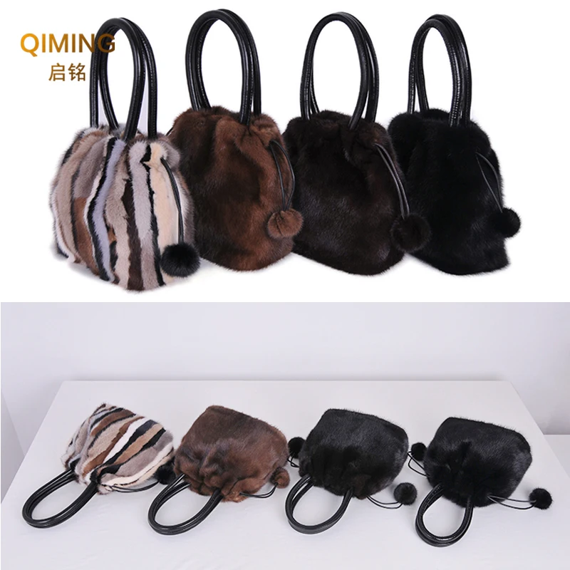 Winter Plush Bag Women Hand Bag Woman Real Mink Fur Bag Ladies Purses And Handbags Luxury Handbag High Quality Fashion Cute Bags