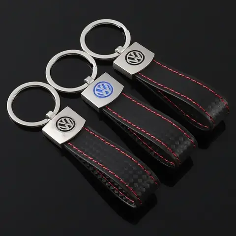Leather Car Logo Keychain Key Chain Rings Accessories For Volkswagen Passat Santana Touareg Tiguan Lavida T-Cross MK4 MK5