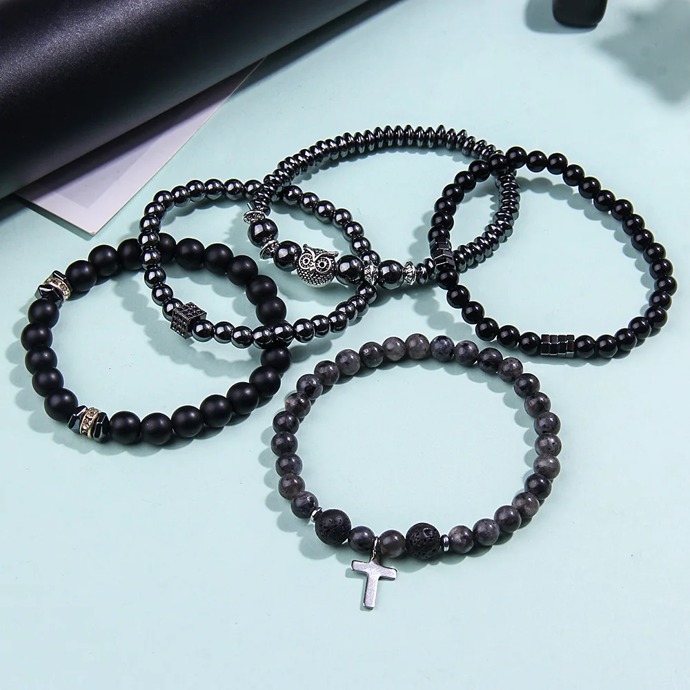 Модный эластичный браслет из бисера с кубиками из вулканического камня, повседневные аксессуары для вечеринок, подарок, лучший подарок для семьи и друзей