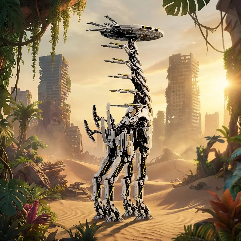 Klemmbausteine Dawned Horizon Langhalsiges Tier Baustein-Set Riesige Version Giraffe Spiel-Sammlung Montagemodell Bausteine Desktop-Dekoration Kreatives Spielzeug Erwachsenen-Geschenk 8016 Teile – Detail 6