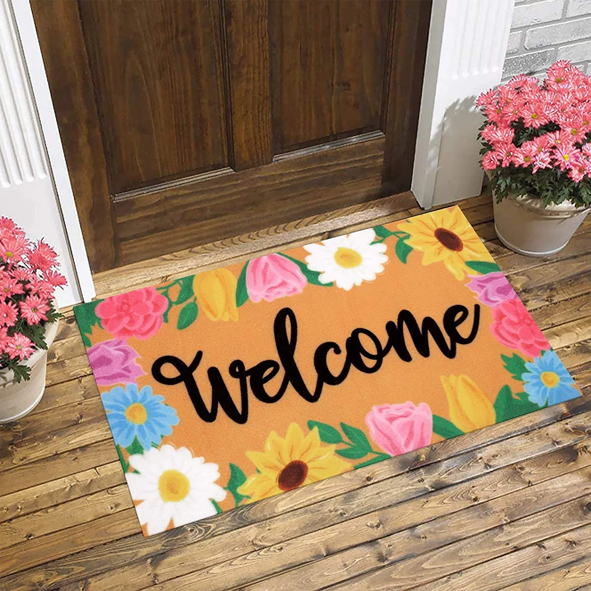 Absorbent Floor Mat para cozinha, Welcome Door Mat, Spring Flower, Home Carpet, Living Room Decor, 45x75cm