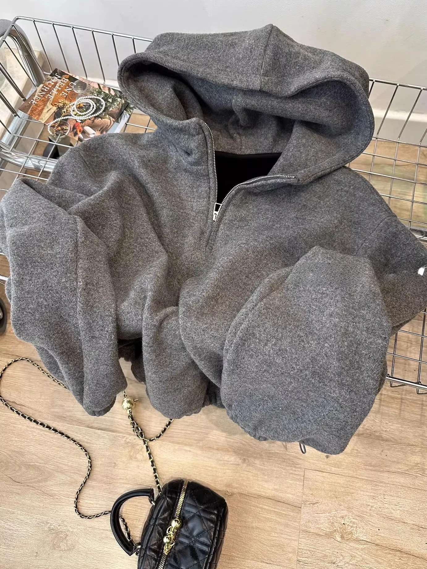 

Ретро-американское худи для женщин, свободного кроя, осенне-зимнее, на флисовой подкладке, на молнии, повседневное, парное, для влюбленных, толстовка