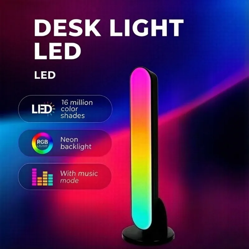 RGB Pickup Light Music Rhythm Lights Upgraded USB Rechargeable Model Christmas Decoration Desktop RGB Light Bar Music Rhythm