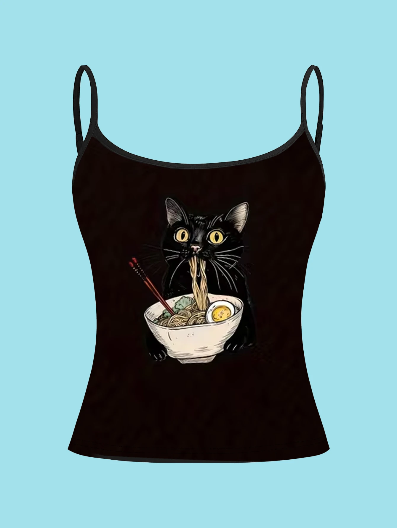 3-Piece Set of Quirky and Fun Spider, Star, and Black Cat Camisoles, Millennium-Style Slim-Fit Tank Tops for Layering or Wearing Alone