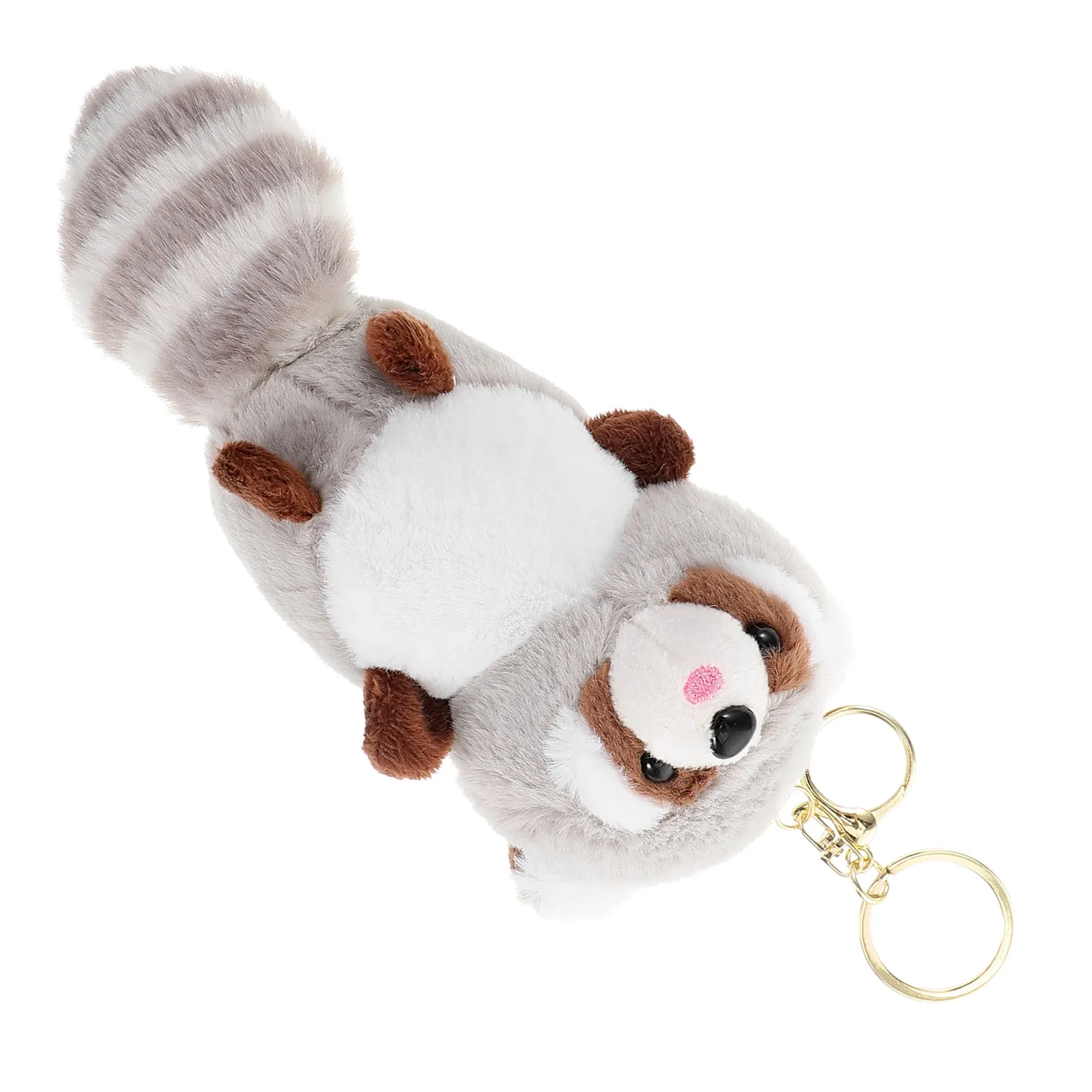 Raccoon Keychains Soft Stuffed Animal Keyring Mini Pendant Bag Purse Decoration Cute Backpack Charm Party Favor view 2