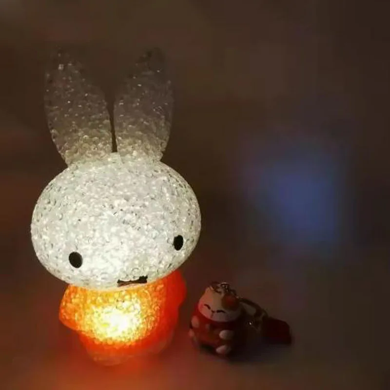 Kawaii Miffys Bedhead Crystal Rabbit Night Light Cute Cartoon Children Toys Led Night Light Desktop Decoration Girls Gifts Toys