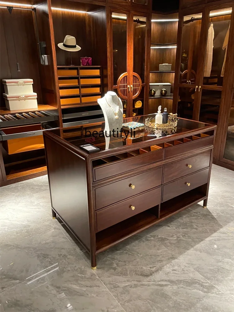 New Chinese Style Coat Room Middle Island Table Display Cabinet Household Double-Sided Storage Guide Table