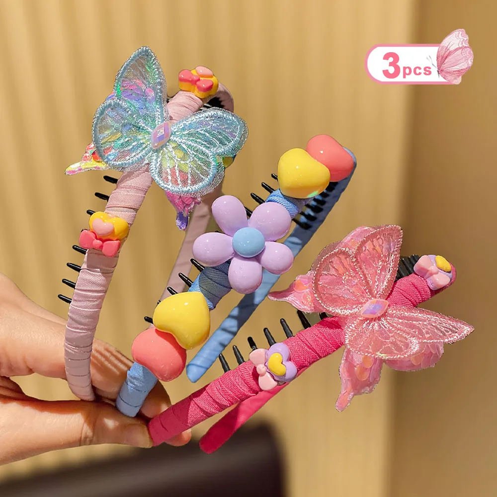 3-Pack Adorable Butterfly Hair Bands for Girls Anti-Slip Hair Accessories Fashionable Gift for Ladies