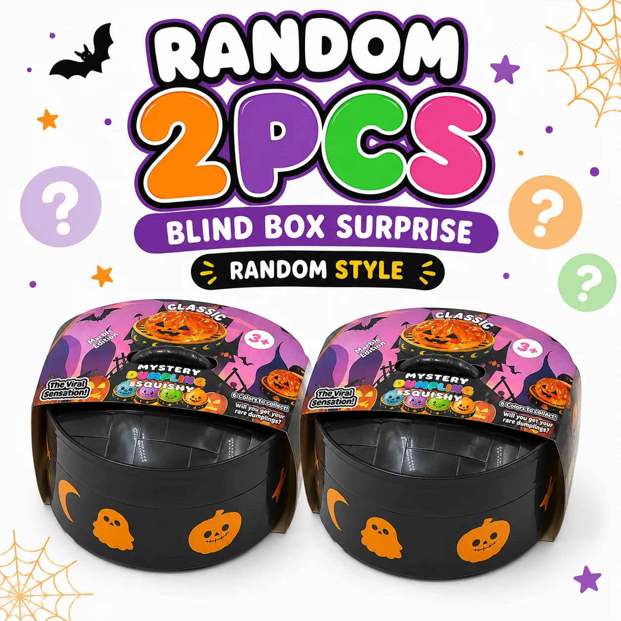 Halloween Squishy Dumpling Set 1-5 Stück Zufällige Mystery Box Langsam aufsteigendes Quetschspielzeug Sensorisches Stressabbau-Spielzeug Schreibtischgeschenk – Detail 4