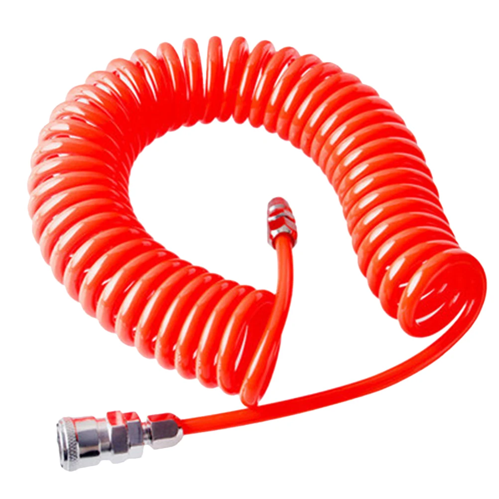 

Coiled PU Air Hose High Pressure Spring Pipe for Compressor Red Color Easy Storage Durable Workmanship Fits Most Models
