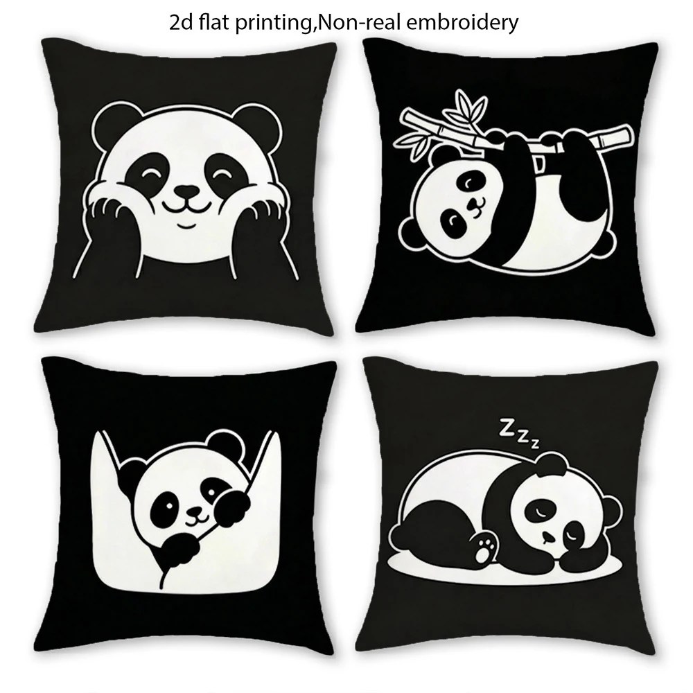 1/4pcs Cute Peeking Panda Square Throw Pillow Cover Home farmhouse outdoor decoration cushion cover