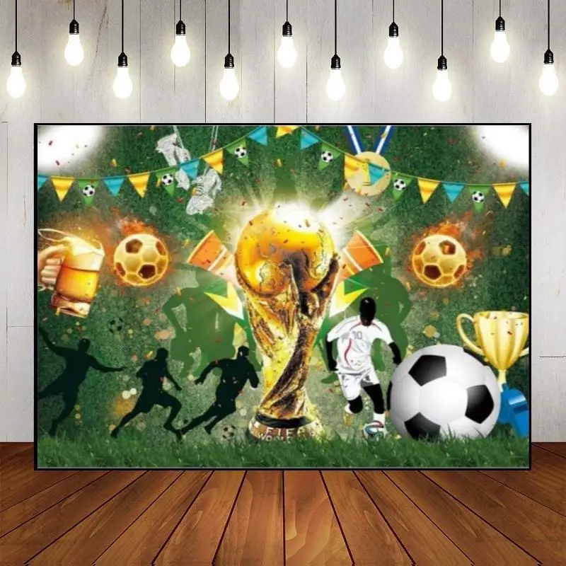 Banner Photography Backdrop Custom Golden Party Wall Photo Decoration Football Kingdom Star Monte Cristo Brazil Theme Background