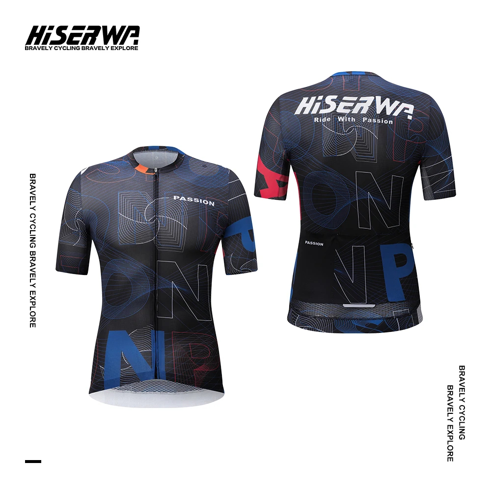 

HISERWA Summer Cycling Jersey Men High Quality Bicycle Cycling Clothing Short Sleeve Pro Team MTB Road Bike Shirts With Ykk Zips