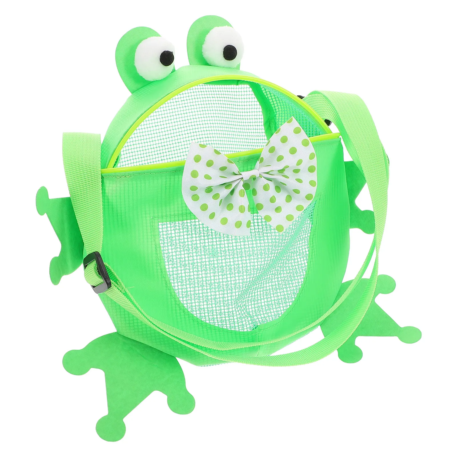

Frog Beach Mesh Bag Large Capacity Adjustable Shoulder Strap Sand Storage Shell Organizer for Pool Bath Beach Essentials