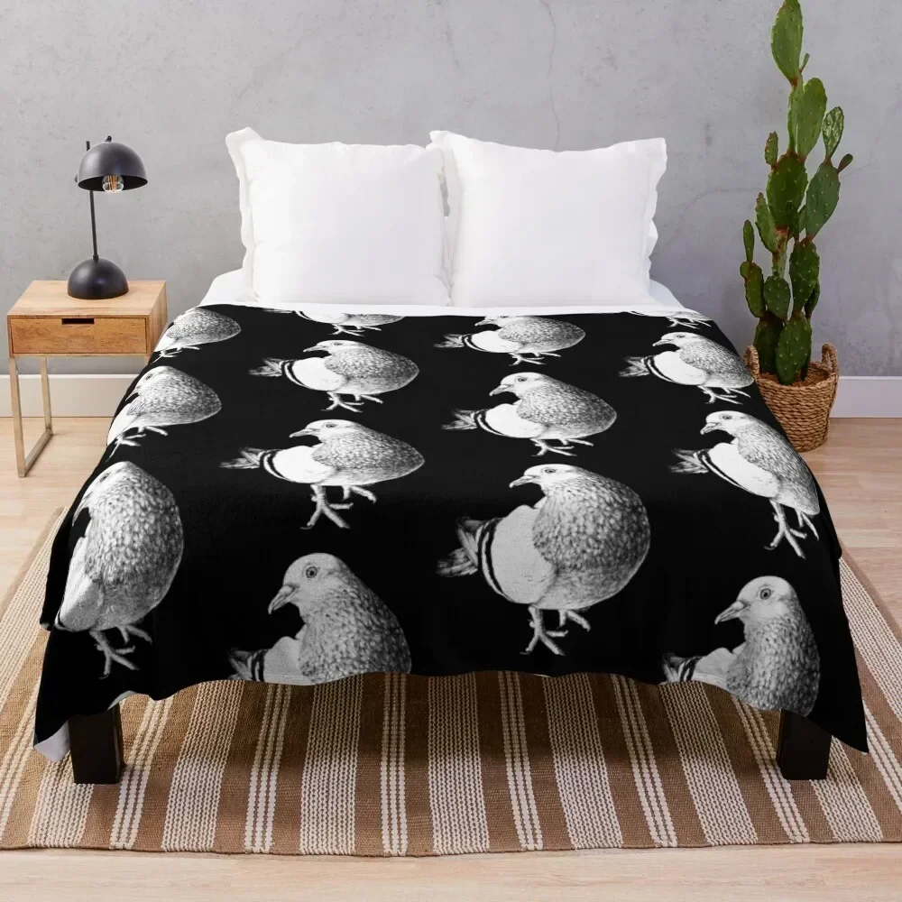 

Pigeon Animal Portrait black and white (dark background) Throw Blanket Soft Bedroom Blanket for Night Sleeping
