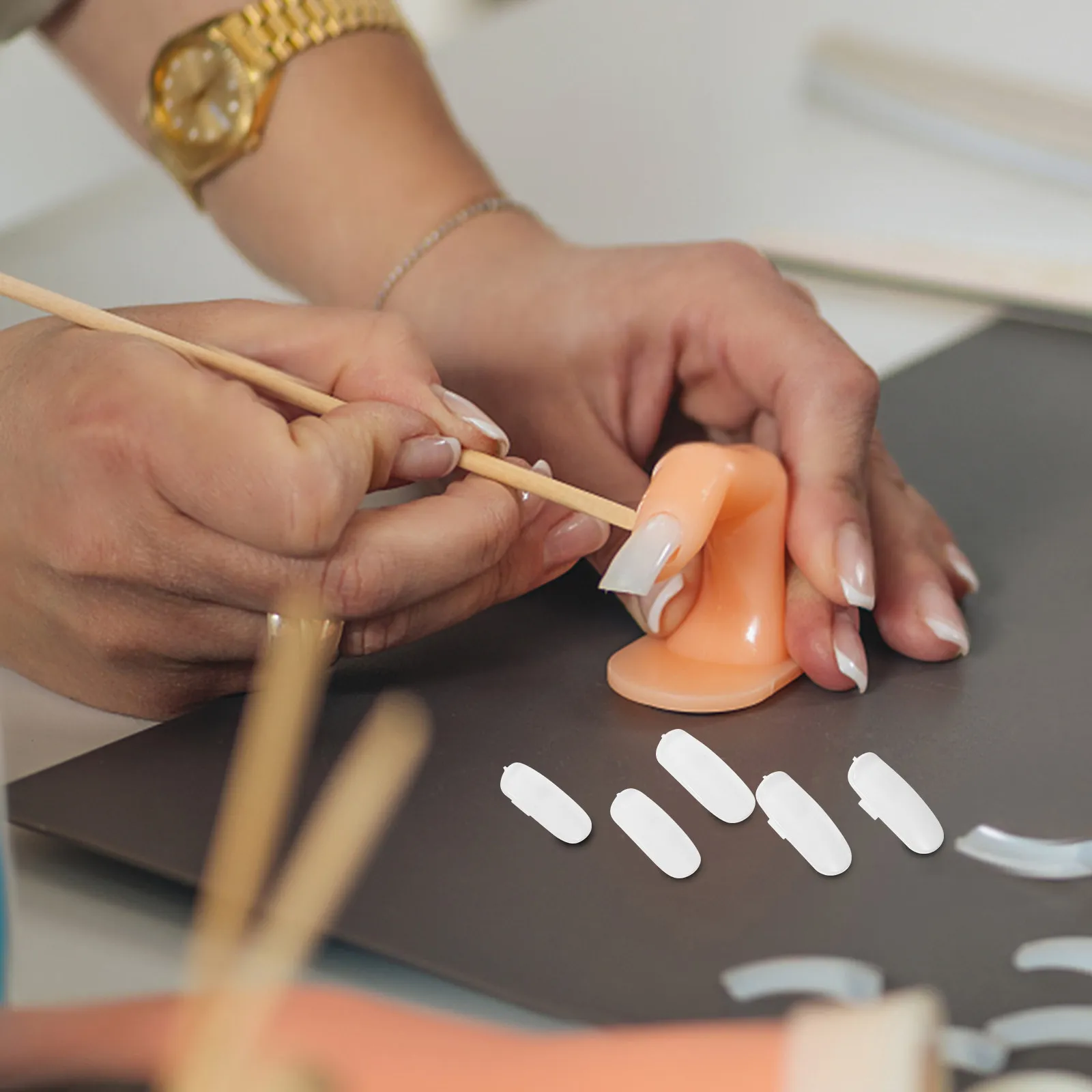 

100Pcs Mechanical Nail Display Tips Practice Nails Long-Lasting Nail Art Sample Sticks Salon Accessories Practice Nails