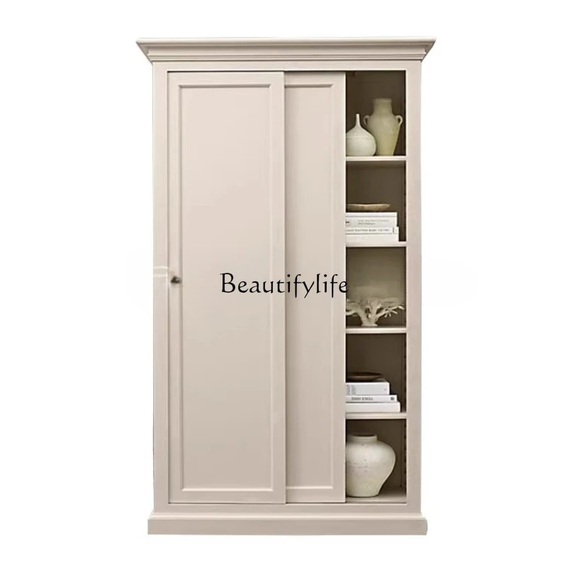 

American rural sliding double door bookcase dining edge, French retro antique locker