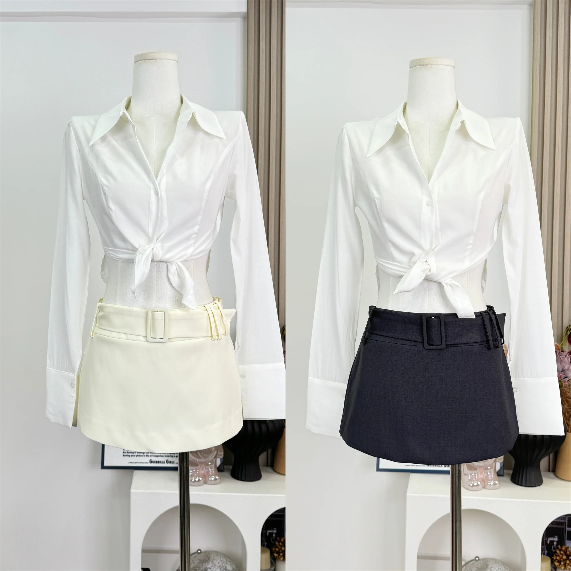 

Classic Versatile Drape Belt Culottes Half Skirt Short Skirt