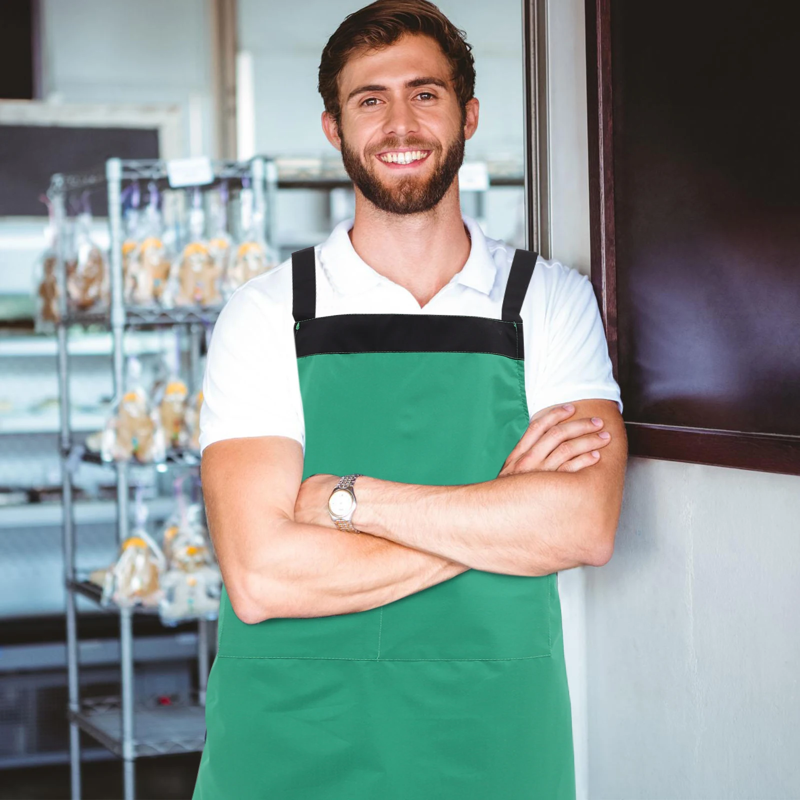 

Waterproof Apron Anti Oil Green Reusable Women Home Chef Cooking Household Supplies High Grade Material Practical Coffee Shop