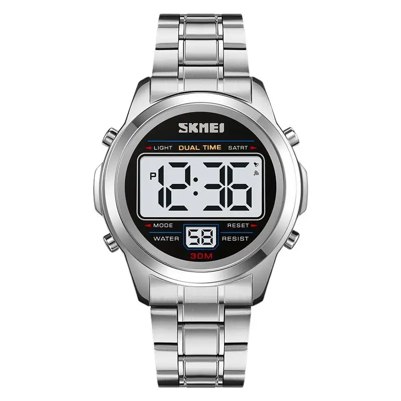 SkmeiMen ساعة رياضية مقاومة للماء أرقام كبيرة متعددة الوظائف ساعة إلكترونية ساعة منبه مضيئة ساعة إلكترونية للرجال