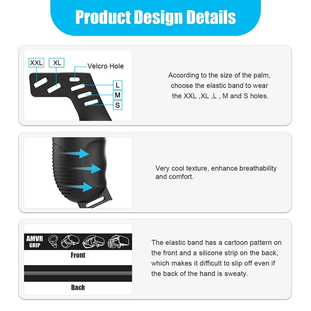 조정 가능한 너클 스트랩이 있는 핸들 컨트롤러 그립 커버, Oculus Quest 2 컨트롤러 보호 커버 보호대 호환