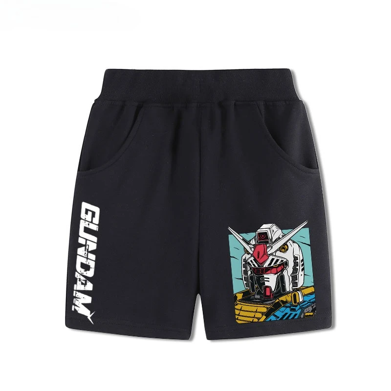 

Мужские повседневные шорты с принтом аниме Gundam, летние модные быстросохнущие спортивные шорты для спортзала, женские хлопковые пляжные брюки в стиле хип-хоп с пятью точками
