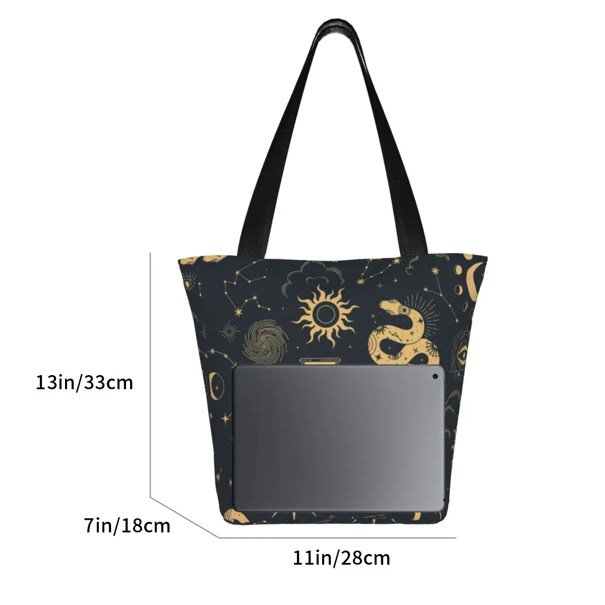 Sun and Moon Retro Shopping Bag Astronomy Witch Woman Fashion Handbags Stylish Cloth Work Bags Shoulder Bag