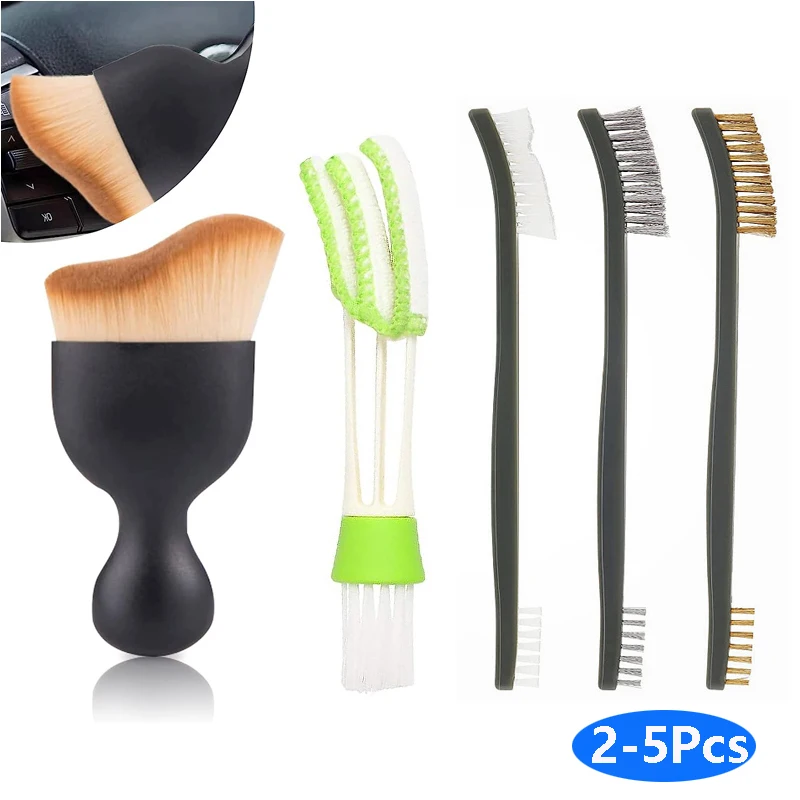 5/2Pcs Car Interior Cleaning Brush Center Console Clean Tool Air Outlet Cleaning Soft Brush Multipurpose Auto Detail Brush Kit